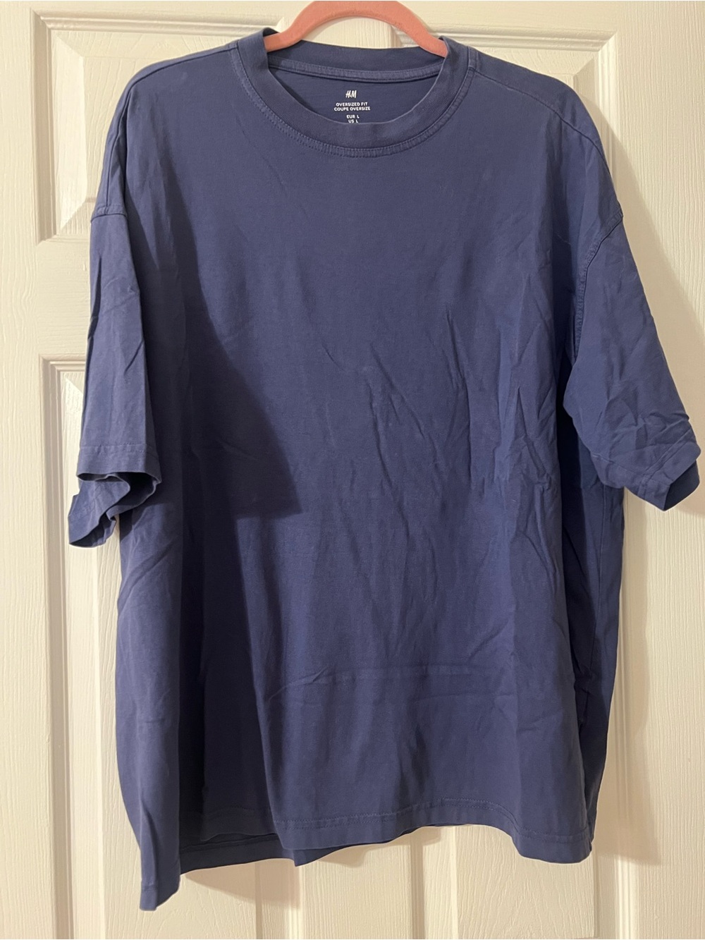 H&M Men's Blue Short Sleeve Oversized Fit Crewneck Tee